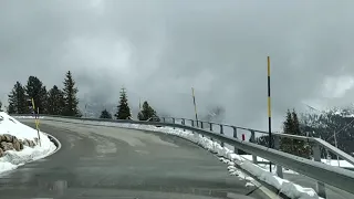 Drive in Dolomites, Italy through Sella Pass