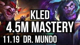 KLED vs DR. MUNDO (TOP) | 4.5M mastery, 6 solo kills, 1100+ games | EUW Grandmaster | v11.19