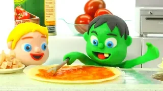 SUPERHERO BABIES COOKING PIZZA ❤ SUPERHERO BABIES PLAY DOH CARTOONS FOR KIDS