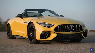 The 2022 Mercedes AMG SL 55 in  Sun Yellow    Look   Drive, Exterior, Interior