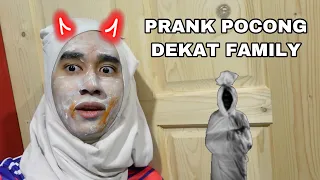 PRANK POCONG DEKAT FAMILY 😂 TERJUMPA HANTU BETUL 😭