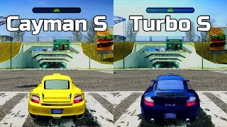 NFS Most Wanted: Porsche Cayman S vs Porsche 911 Turbo S - Drag Race