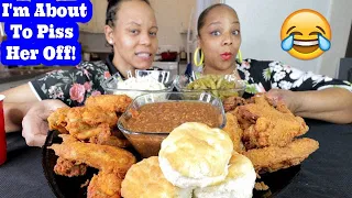 ANNOYING MY WIFE PRANK! HOMEMADE POPEYES FRIED CHICKEN MUKBANG!