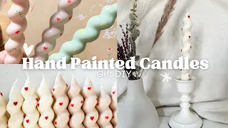 Aesthetic Candlestick | hand painted candle | painted candles heart, daisies + christmas doodles