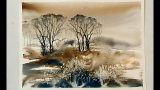 Use SALT Simple Misty Autumn Trees  Impressionist Watercolour Landscape watercolor painting tutorial