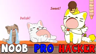 NOOB vs PRO vs HACKER in Duet Cats 😸 The CAT ate too much!