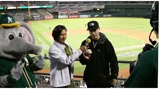 Interviewed on the Jumbotron at the Oakland Coliseum