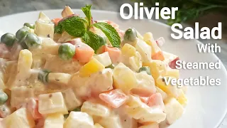 Olivier Salad with Steamed Veggies | Easy & Healthier Russian Salad