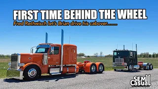 Fred (12 years old) Drives the International Cabover like a BOSS.