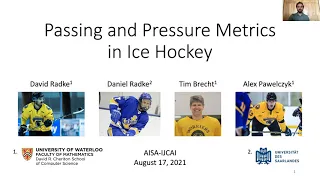 "Passing and Pressure Metrics in Ice Hockey" (2021) AI for Sports Analytics (15 min)