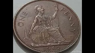 UK & One penny 1962,Queen Elizabeth II,coin worth money rare.