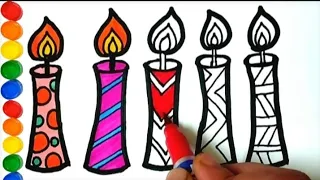 Candle drawing, colouring and painting for kids and toddlers| easy candle drawing