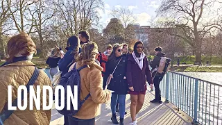 London Walk Sunny Day | Trafalgar Square, St James Park to Buckingham palace | London 4K Walk