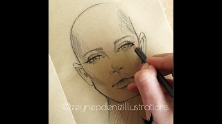 Fashion sketch tutorial by ZEYNEP DENIZ-fashion face/front view