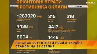 ☠️💣Генштаб ЗСУ: втрати росії в Україні станом на 31 серпня