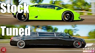 Forza Horizon 4: Stock vs Tuned! Lamborghini Huracan vs Cadillac Limo!