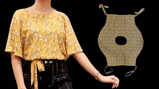 Very easy Butterfly wrap top/shirt cutting and sewing | Even a beginner can make this shirt