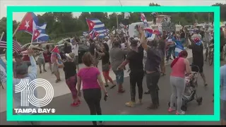 Cuba demonstrators in Tampa chant 'freedom for Cuba'