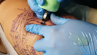 Jesus portrait tattoo time-lapse