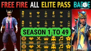 FREE FIRE ALL ELITE PASS BADGE || SEASON 1 TO 49 ALL ELITE PASS BADGE || FREE FIRE ELITE PASS BADGE