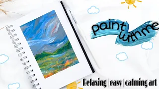 paint with me / gouache impressionist landscape🌿 relaxing painting+ rain sound