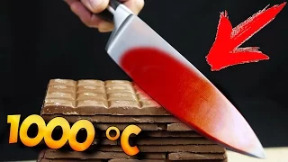 EXPERIMENT Glowing 1000 degree KNIFE VS. 100 LAYERS of  CHOCOLATE