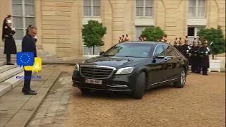 President Michel inside the glamorous Elysee Palace in Paris with France's President Emmanuel Macron