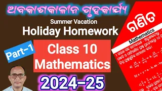 Summer Vacation Holiday Homework 2024-25 class 10 Math (Part-1)
