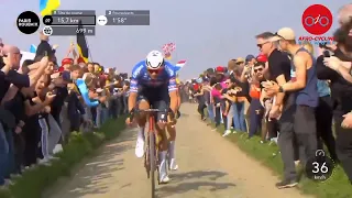 serious crashes at the 2023 Paris Roubaix and the cobbled stone section - highlights.