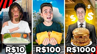 SOBREVIVENDO 24 HORAS COM R$10, R$100 OU R$1000!