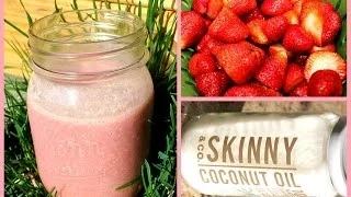 Healthy Breakfast Smoothie Recipe! ❤ Strawberry Oatmeal Smoothie w/ Coconut Oil!