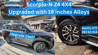 Scorpio-N Z4 4X4 upgraded with 18 inches OEM Alloys & Apollo 265 60 R18 AT2 Tyres | Pricing