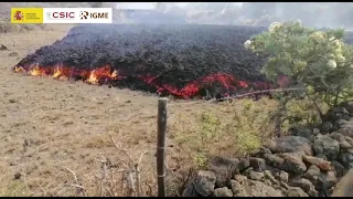 16/10/21 Frente de avance de colada tipo aa en movimiento. Erupción La Palma IGME-CSIC