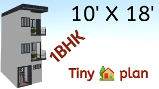 10 X 18 ft house plan | 1 BHK house design with 3D elevations | 180 sqft house plan