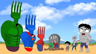 Evolution of Hulk,Spiderman,Superman holding a fork from the Infection of Zombies:Back from the Dead