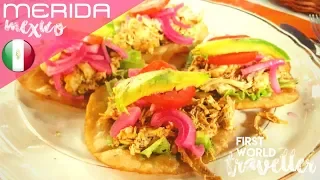 Eating SENSATIONAL YUCATAN Food in the AWESOME MERIDA, MEXICO | SALBUTES AND PANUCHOS YUCATECOS