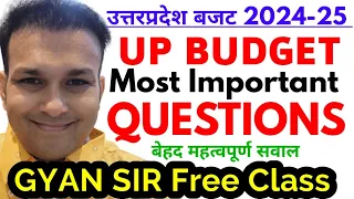 UP BUDGET 2024-25 Most important questions by Gyan sir 🔥 uttar pradesh 2024 25 analysis highlights