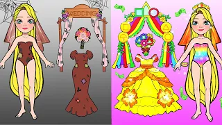 Muñecas Artesanales De Papel | Rich Bride Vs Poor Bride Dress Up | Woa Barbie Colombia