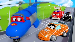 Carl le Super Truck -  La poursuite de Tyler, la vilaine voiture de course - Dessin animé de camions