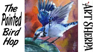 ВАННА BLUE JAY BIRD | Пошаговое руководство по акрилу для начинающих | Раскрашенный птичий прыжок