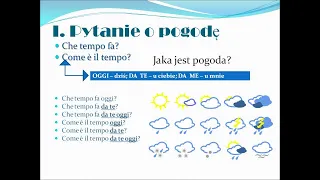 Kurs języka włoskiego. Pogoda - tempo. Previsioni del tempo in italiano.