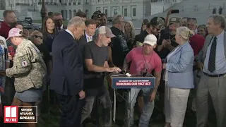 Jon Stewart speaks after bill to help veterans affected by burn pits passes