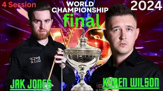 final Jak Jones VS Kyren Wilson World Snooker Championship 2024  full  final Frame  Session 4