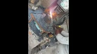 Black smith Forging of Damascus steel billet, Hand forge Damscus, Power hammer forging