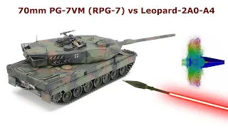 70mm PG-7VM (RPG-7) vs Leopard 2A0-A4 Turret Side Armor | HEAT Simulation