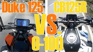Ich fahre die DUKE 125! | DUKE vs. CB125R 0-100 km/h | Joos