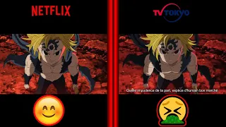 ESCANOR VS MELIODAS [FULL FIGHT] - NETFLIX vs TOKYOTV (20 DIFFERENCES)