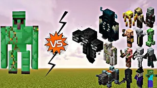 MINECRAFT EMERALD GOLEM VS ALL MINECRAFT MOBS FIGHT||MINECRAFT MOB BATTLE||