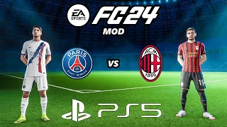 FC 24 PSG - AC MILAN | PS5 MOD 24/25 Ultimate Difficulty Career Mode HDR Next Gen