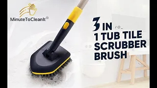 MinuteToCleanIt 3 in 1 Bathroom Cleaning Brush with Extendable Handle with Microfiber Pad & Scrubber